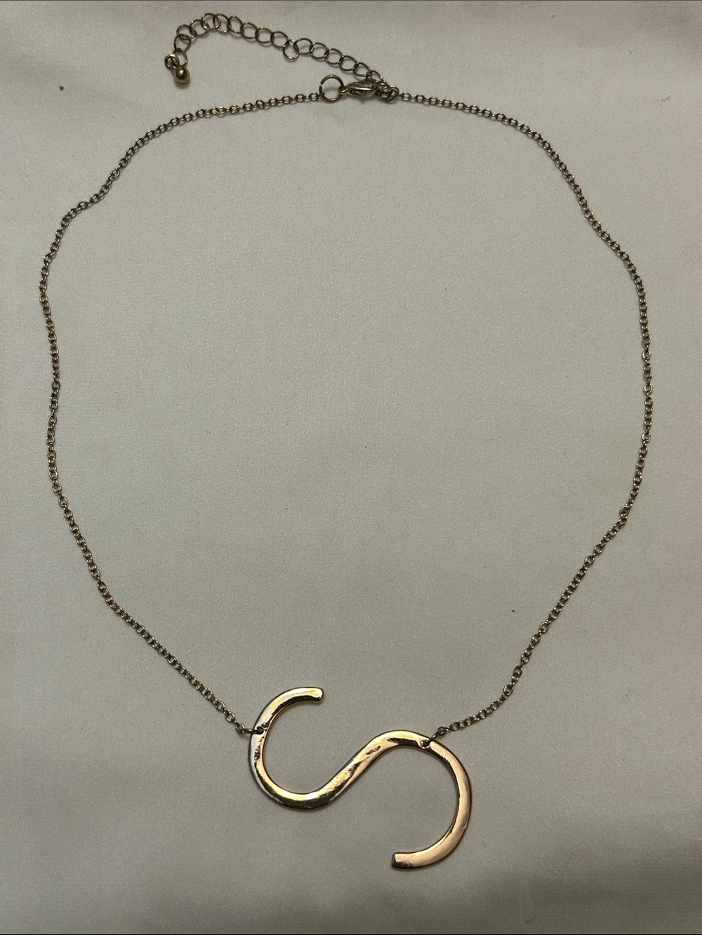 Gold S-Shaped Pendant Necklace - Women Jewelry
